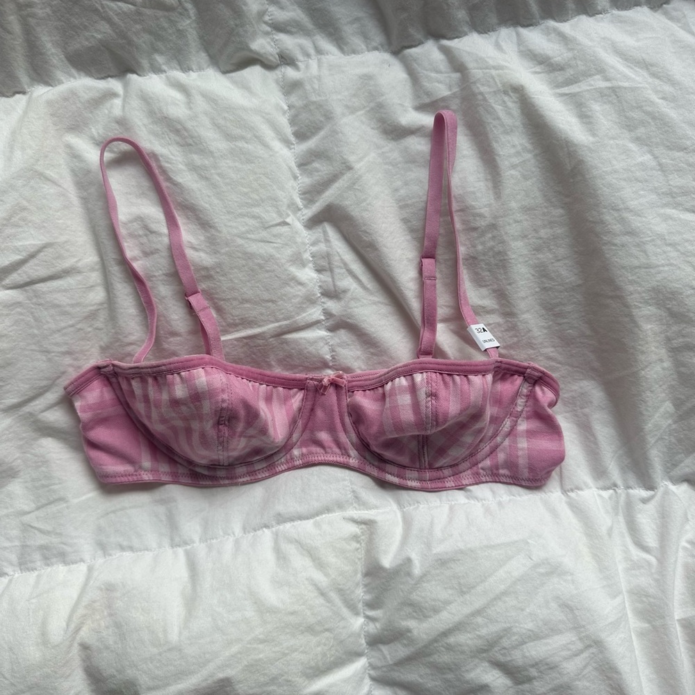Pink Striped Women's Bra